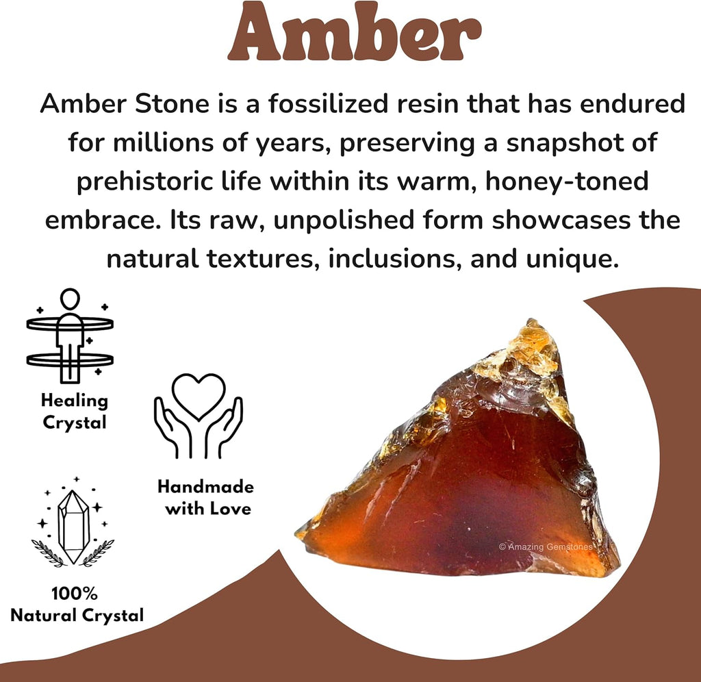 Amazing Gemstone Amber Raw Crystals and Healing Stones, Natural Rocks for Tumbling - DIY Raw Stones and Crystals, 2 Pieces