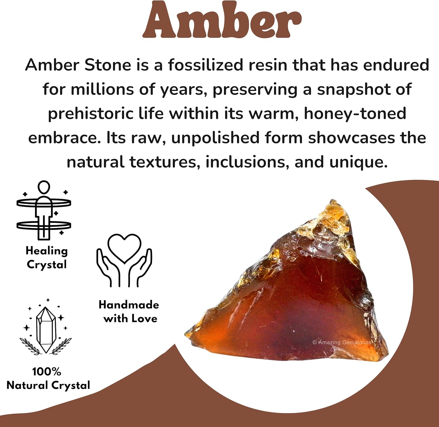 Amazing Gemstone Amber Raw Crystals and Healing Stones, Natural Rocks for Tumbling - DIY Raw Stones and Crystals, 2 Pieces