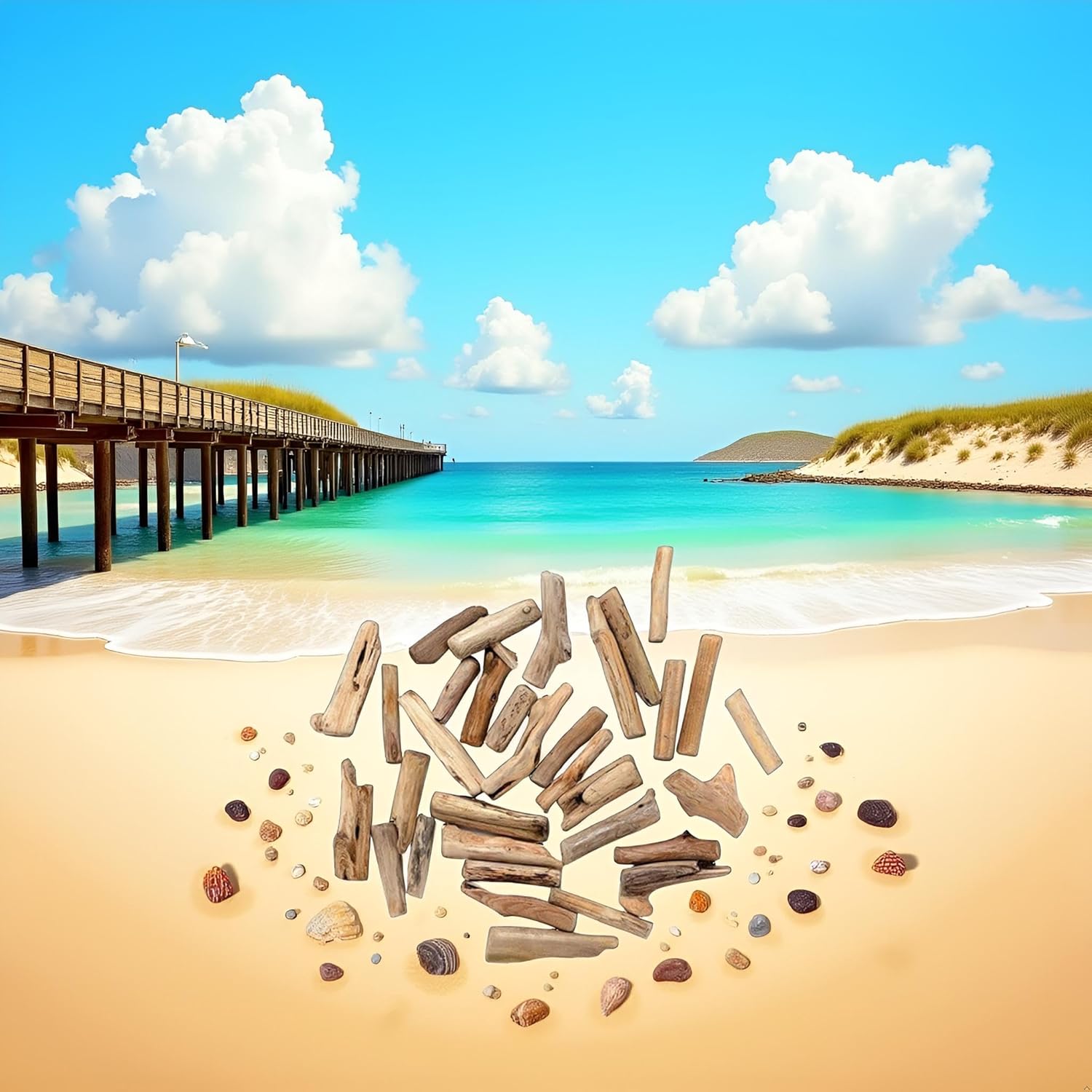 20 Pcs Wood Natural Driftwood Pieces Branch Slices Beach Decor for for DIY Craft Sticks Craft Supplies Craft Sticks Woodcrafts