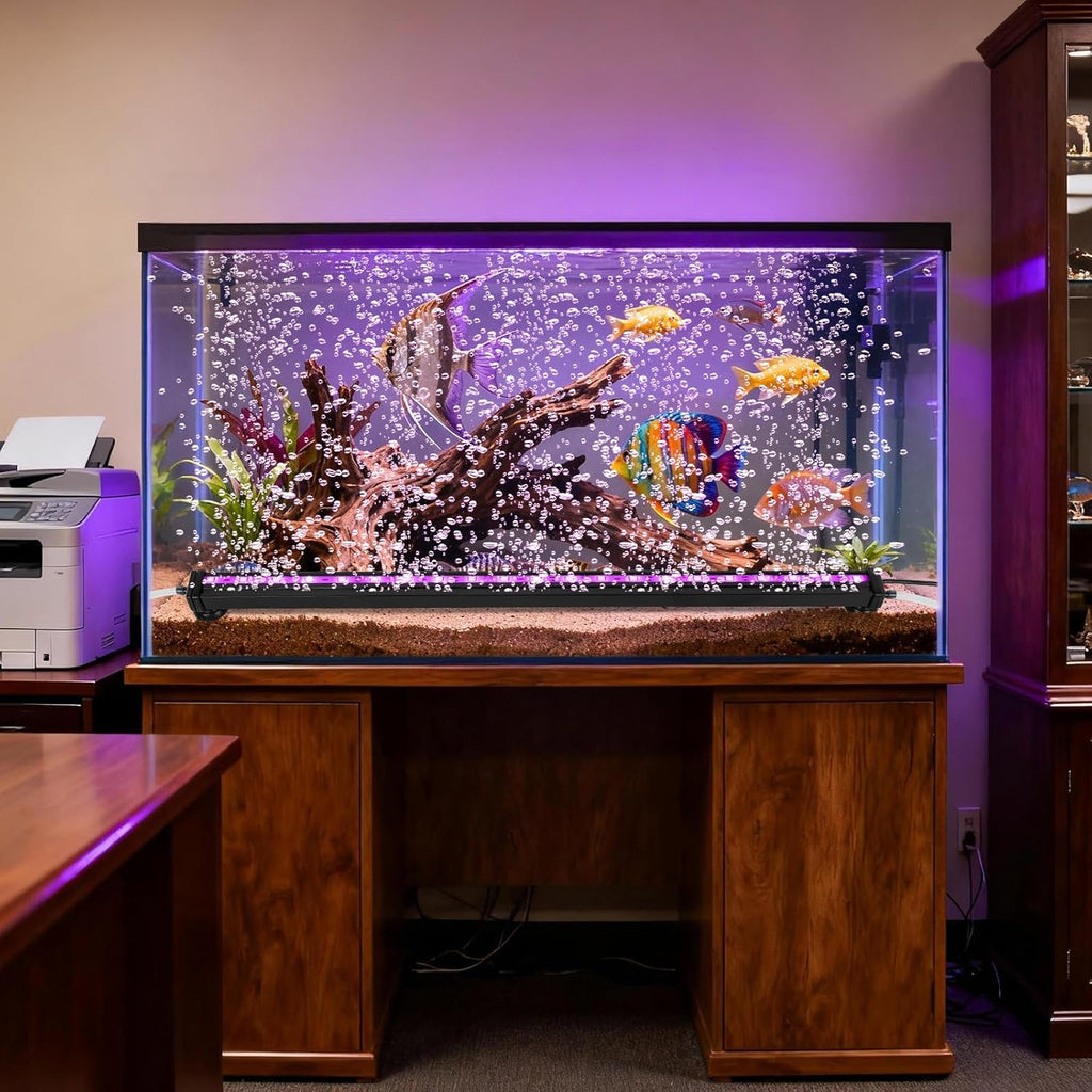 Submersible Aquarium Light:Fish Tank Light with Air Bubble Hole-RGB Color Changing Brightness Adjustable IP68 Waterproof Remote Control LED Light for Aquarium Fish Tank 12 inch