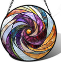 Stained Glass Window Hanging, Colorful Abstract Spiral Pattern Suncatcher for Doors Window Home Sun Catchers Decoration Mother's Day Birthday Gifts for Women, Men, and Mom 6.3 in