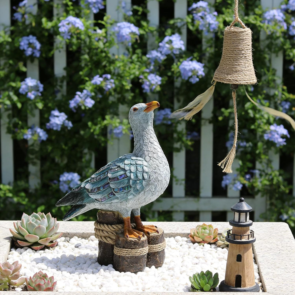 Lukitas Standing Seagull Statue Decor, Coastal Themed Decorative Sculpture for Home Garden Yard Lawn Outdoor, Resin 11''