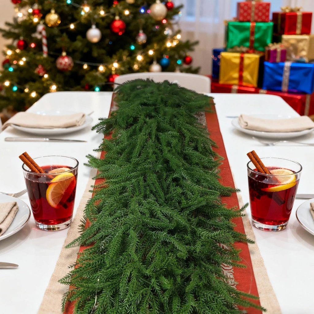 2 Pack Norfolk Pine Garlands 6FT Christmas Garland for Mantle Lush Realistic Artificial Greenery Garland for Fireplace, Stair, Wall, Table Centerpieces, Home Christmas Decor