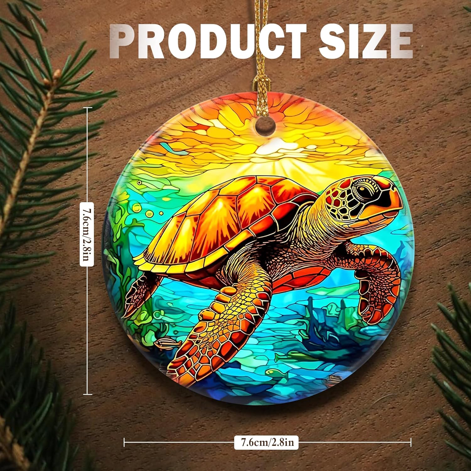 Touber Christmas Ornament, Christmas Decoration, Holiday Present Idea, Heirloom Keepsake, Round Ceramic, Gift Exchange, Gift Idea, Sea Turtle