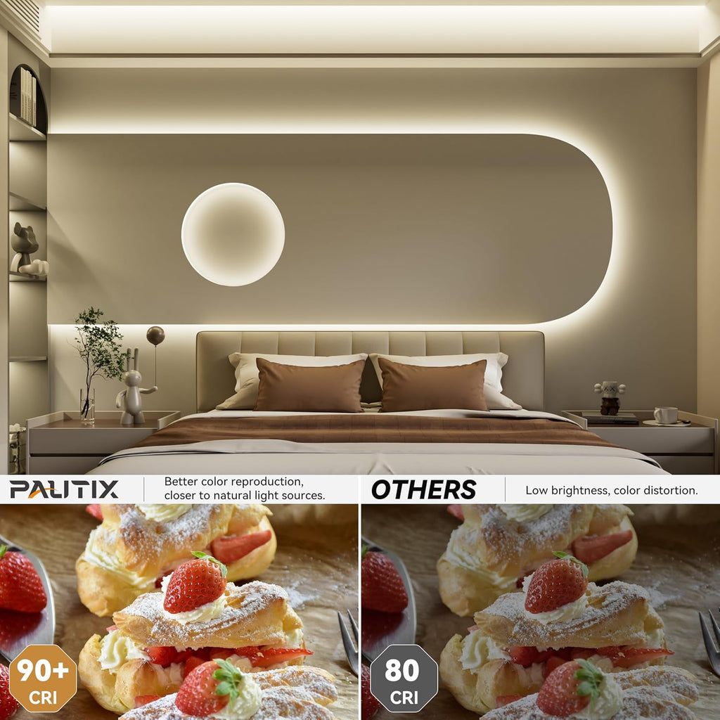 PAUTIX COB LED Strip Lights 48ft/15m Super Bright,504 LEDs/m Natural White 4000K CRI90+ Flexible LED Tape 24V for Cabinet Home DIY Lighting Projects with 2pcs COB Connector(Power Supply Not Included)