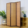 3 Panel Room Divider Screen,5.6 FT Tall Bamboo Panel Divider Folding Privacy Screen,Freestanding Room Divider for Room Seperation,Brown