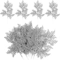 KIMOBER 20PCS Christmas Artificial Pine Needles,Glitter Silver Fake Floral Spray Picks Branches Twig for Xmas Tree Wreath Wedding Bouquet Decoration