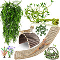 Bearded Dragon Tank Accessories, 10 PCS Reptile Hammock Plants Bridge Jungle Climber Vines for Snakes Bearded Dragon Chameleon Gecko Lizard