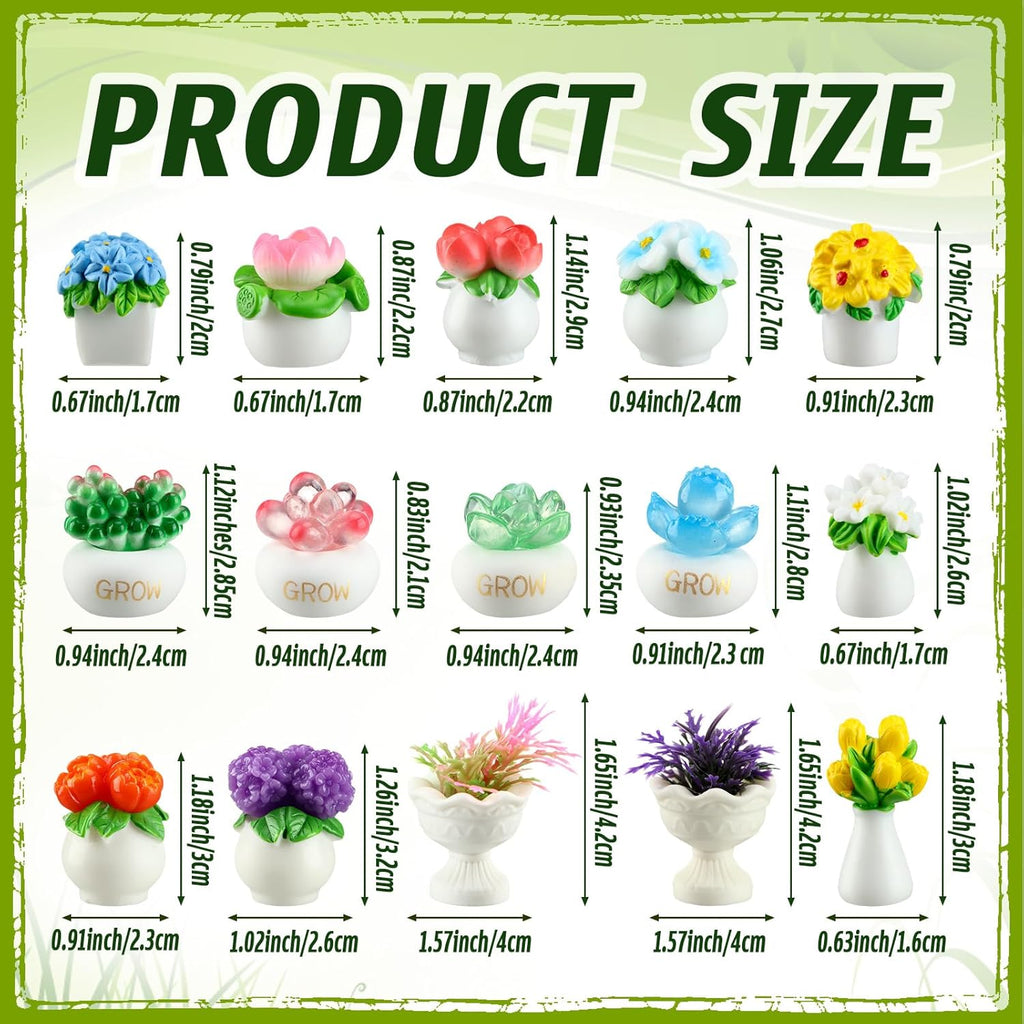 30 Pcs Miniature Dollhouse Plants Accessories Mini Artificial Potted Flower Tiny Resin Greenery Cactus Figurines for Doll House Gift DIY Garden Bonsai Micro Landscape Decoration(Succulents)