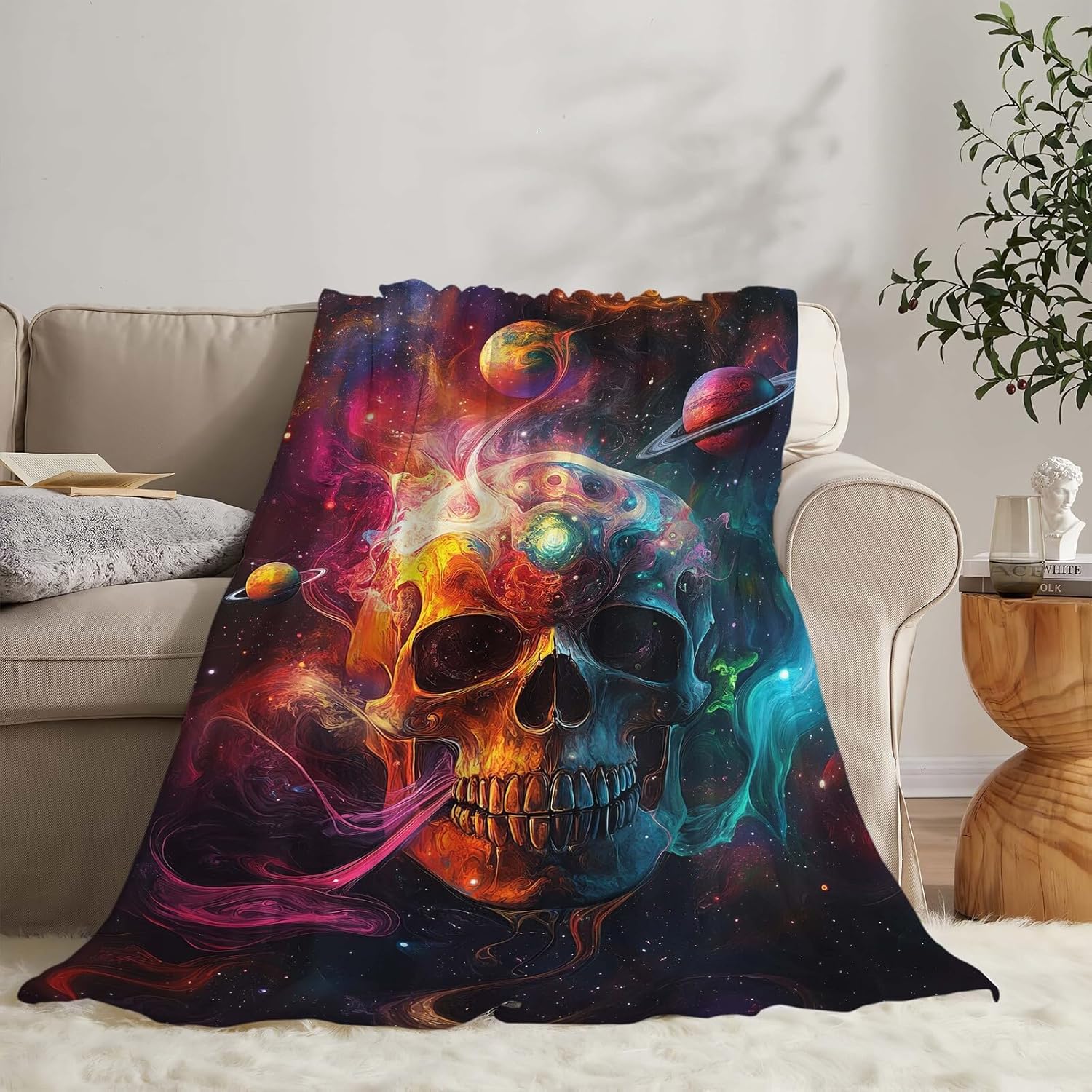 Skull Blanket Skeleton Throw Blanket Gifts for Women Girls Men Boys Kids Adults Super Soft Cozy Plush Fluffy Fuzzy Fleece Blanket Decor 60''X80''