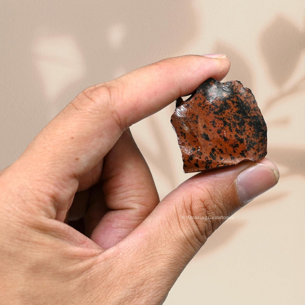 Amazing Gemstone Mahogany Obsidian Raw Crystals and Healing Stones, 5 Pieces Natural Rocks for Tumbling and DIY Raw Stones and Crystals