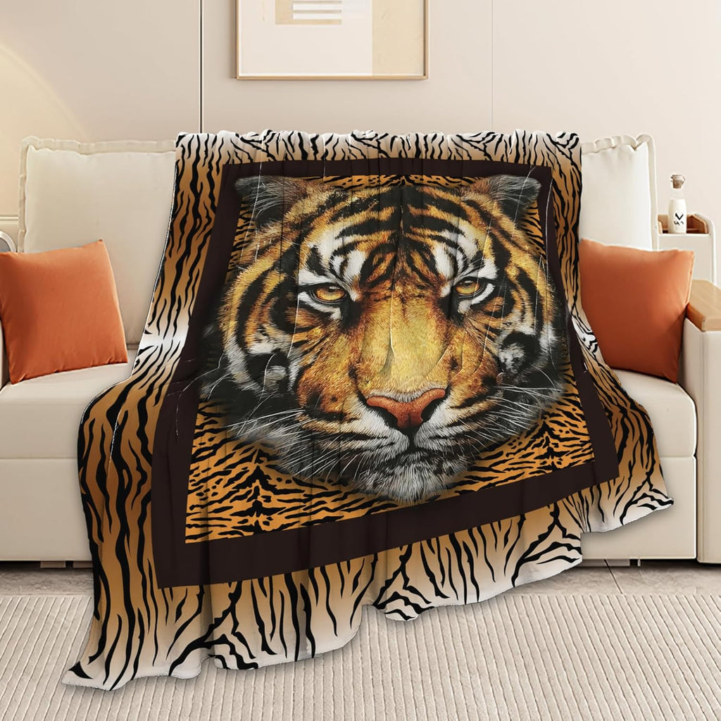 Tiger Throw Blanket Tiger Stuff Gifts for Kids Girls Boys Adults Women Men Soft Cozy Warm Plush Fluffy Fuzzy Fleece Blanket Decor 50''X60''