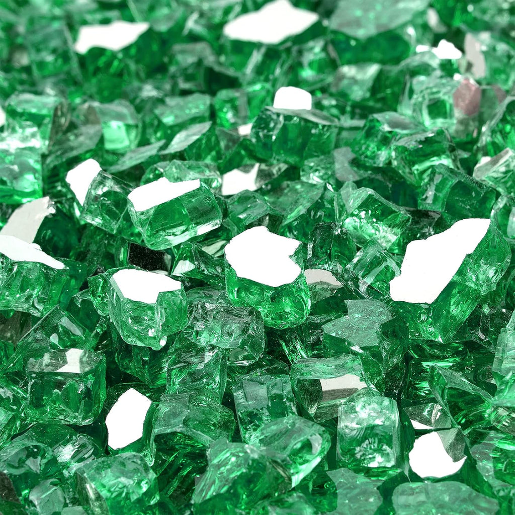 Onlyfire 10 pounds Fire Glass for Propane Fire Pit and Gas Fireplace, 1/2 Inch Reflective Firepit Glass Rocks for Fire Pit Table and Fire Bowl, High Luster Light Green