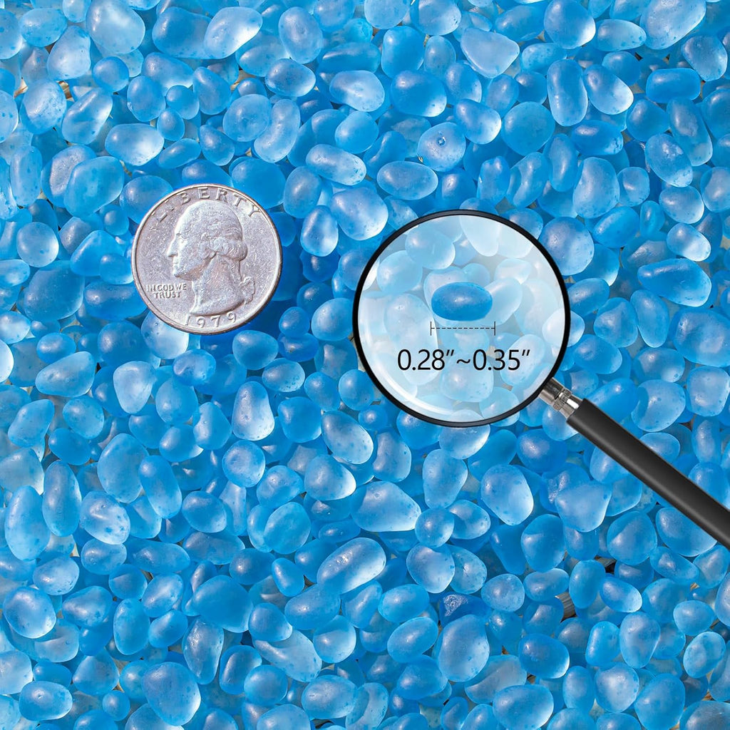 Keedolla 0.9 LB Sea Glass Stones Frosted Glass Pebbles Gemstones for Aquarium Rocks, Fish Tank Gravel, Vase Fillers, DIY Crafts - Sky Blue