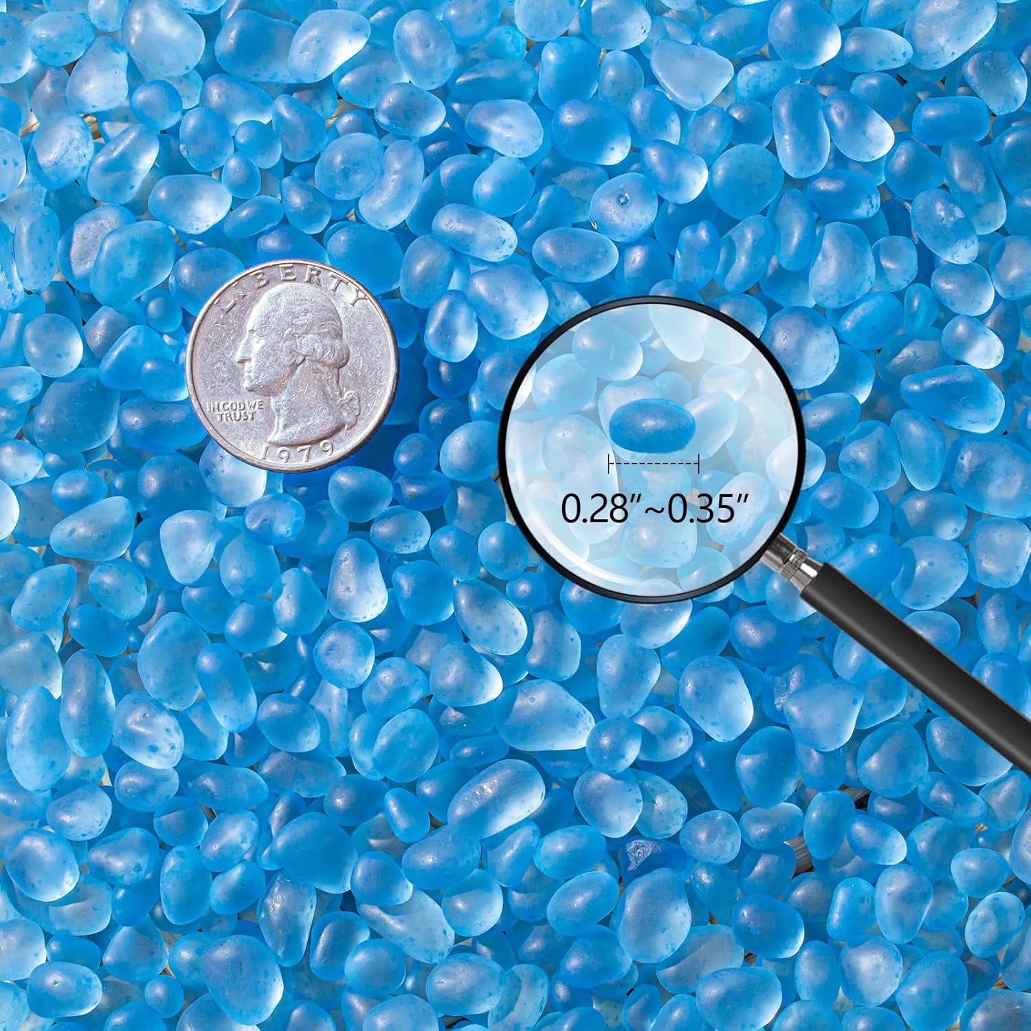 Keedolla Sea Glass Stones Frosted Glass Pebbles Gemstones for Aquarium Rocks, Fish Tank Gravel, Vase Fillers, DIY Crafts - Sky Blue(230g/8oz)