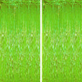 2 Pack Green Iridescent Tinsel Foil Fringe Curtains, Neon Party Decorations, Metallic Tinsel Party Streamers Backdrop for Birthday Baby Shower Halloween Wedding Party Decorations
