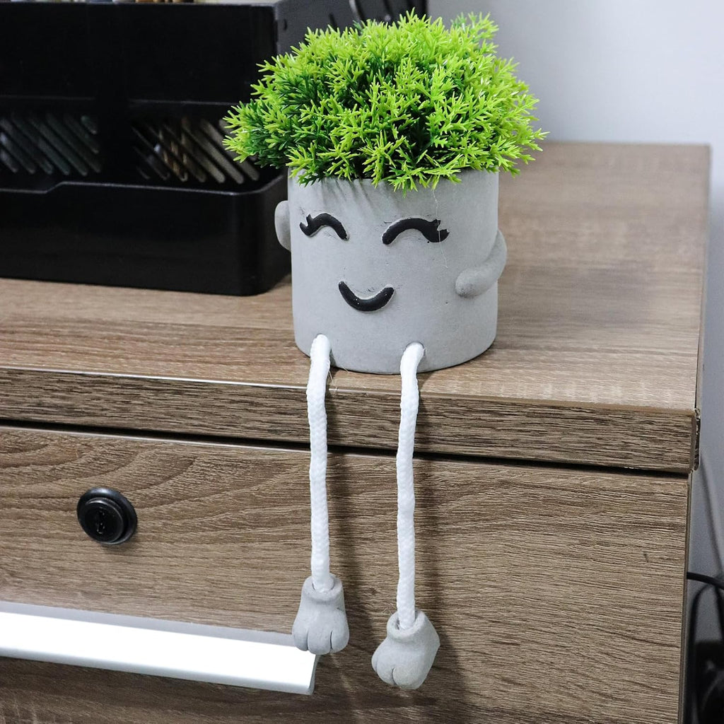 MAKHOT 2pcs Cute Artificial Succlent Plants with Pots, Fuax Plant Bathroom Decor-Office Desk Decorations for Women-Fake Plants Decorations for Work Office Shelf-Mini Potted Small Plant Home Decor