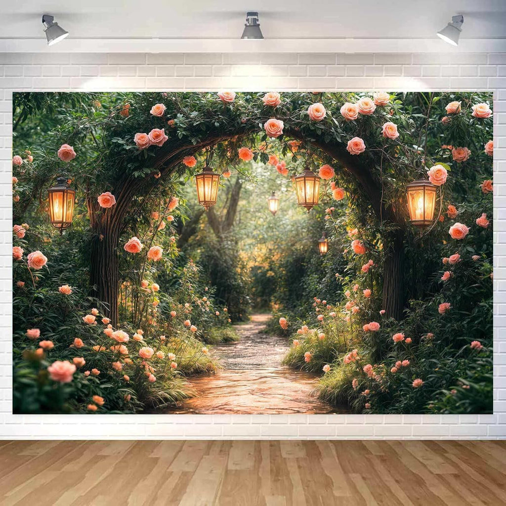 Spring Enchanted Garden Backdrop Fairy Magic Forest Party Decorations Banner Floral Wonderland Photography Background Wedding Party Decorations Fabric Decor Photo Booth Studio Props 7X5