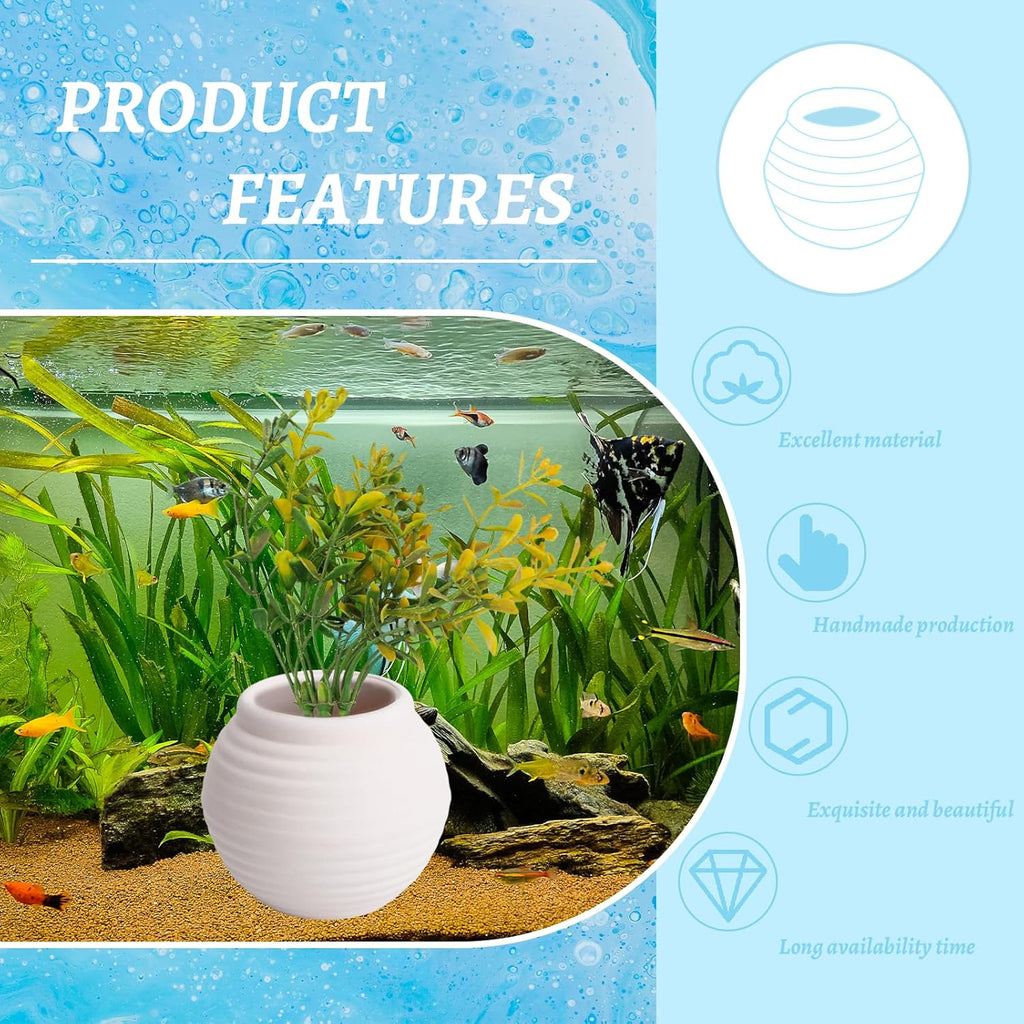 Ceramic Aquarium Decorations Hideaway Rock Cave for Fish Shrimp Turtle Crab to Breed, Rest and Play, Small Fish Bowl Hiding Cave, White