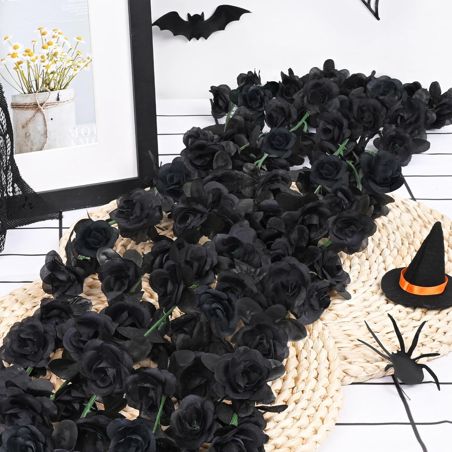 BLEUM CADE 5Pcs 41Ft Flower Garland Artificial Rose Vines for Bedroom, Cute Fake Hanging Flower Vines Floral Garland Decorations for Halloween Wedding Party Wall Room Decor Aesthetic