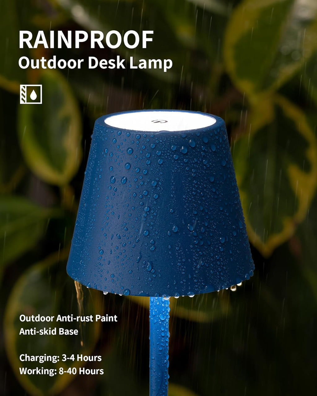 KDG 2 Pack Cordless Table Lamp,Portable LED Desk Lamp, 4000mAh Battery Operated, 3 Color Stepless Dimming Up, for Restaurant/Bedroom/Bars/Outdoor Party/Camping/Coffee Shop Night Light(Blue)