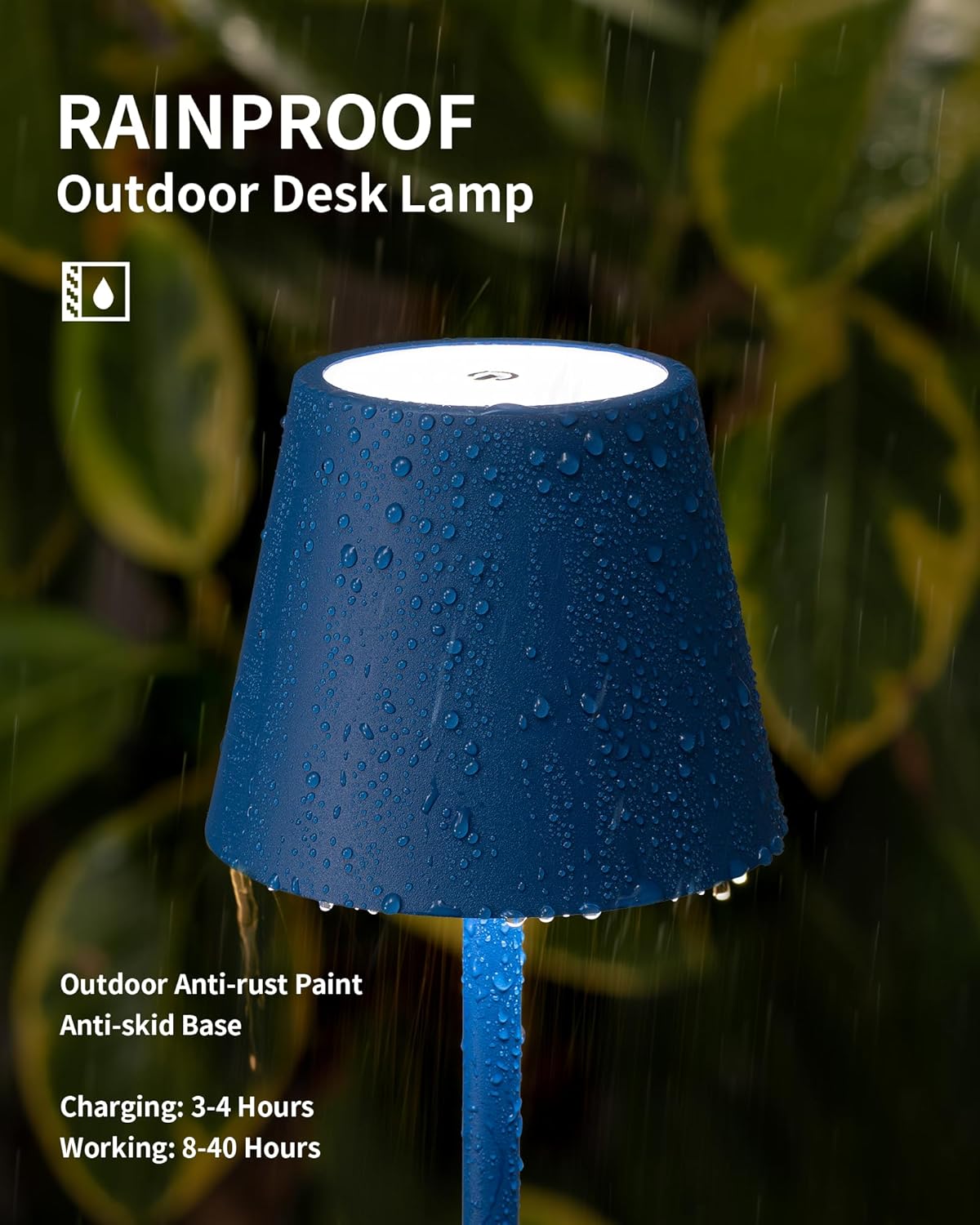 KDG 2 Pack Cordless Table Lamp,Portable LED Desk Lamp, 4000mAh Battery Operated, 3 Color Stepless Dimming Up, for Restaurant/Bedroom/Bars/Outdoor Party/Camping/Coffee Shop Night Light(Blue)