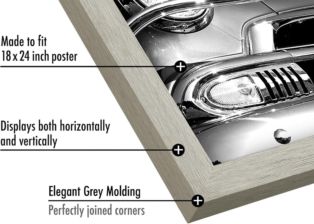 Americanflat 18x24 Poster Frame with Polished Plexiglass - Wide Picture Frames Made of Engineered Wood for Vertical or Horizontal Wall Display - Epic Collection - Grey
