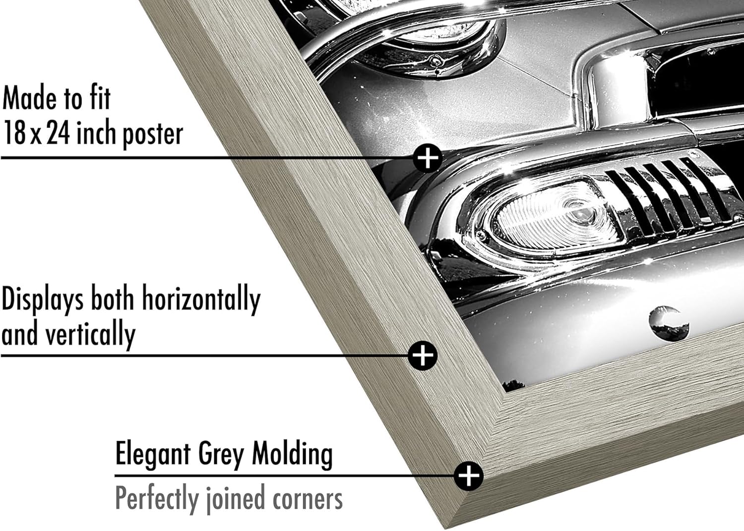 Americanflat 18x24 Poster Frame with Polished Plexiglass - Wide Picture Frames Made of Engineered Wood for Vertical or Horizontal Wall Display - Epic Collection - Grey