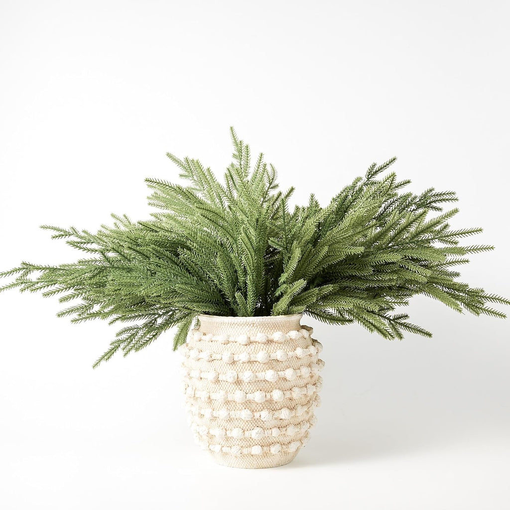 DN DECONATION Artificial Christmas Norfolk Pine Stems, Faux Pine Branches 22.4" 6PCS - Real Touch PE Greenery Fake Pine Needles for Vase Arrangements, Winter, Holiday Indoor Outdoor Home Decor