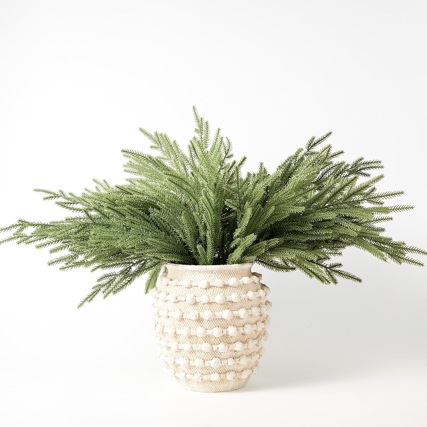 DN DECONATION Artificial Christmas Norfolk Pine Stems, Faux Pine Branches 22.4" 6PCS - Real Touch PE Greenery Fake Pine Needles for Vase Arrangements, Winter, Holiday Indoor Outdoor Home Decor