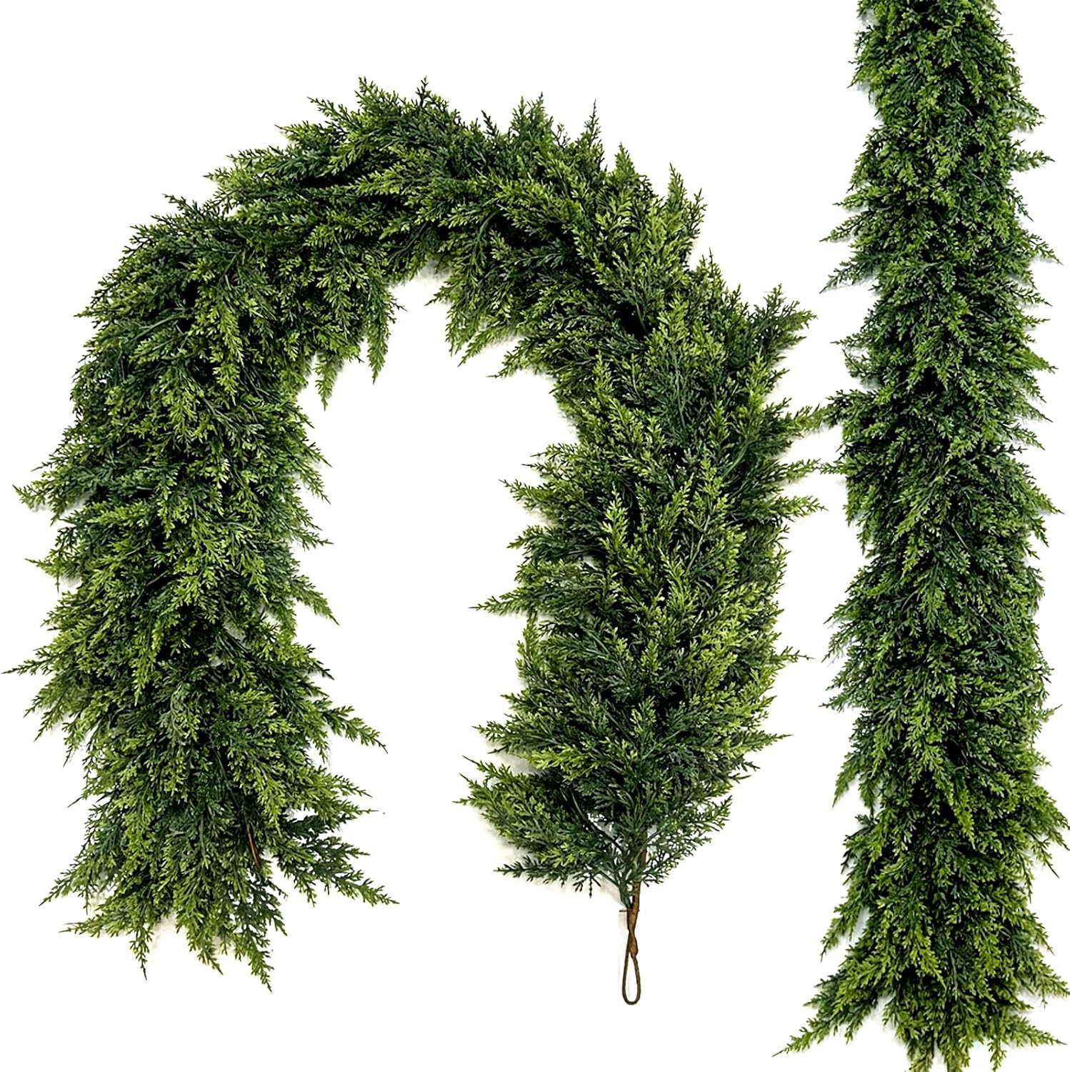 9FT Christmas Garland Decoration, Realistic Artificial Green Faux Cedar Pine Garland Holiday Decor for Outdoor Indoor Green Greenery,Fireplaces Holiday Party Decorations
