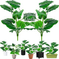 Artificial Faux Alocasia Tree Leave Plants - 2PCS 28'' Tall Fake Alocasia Leaf Plant Indoor Outdoor, Large Faux Floor Plant for Living Room Bathroom Bedroom Plants Decor, Farmhouse Home House Decor
