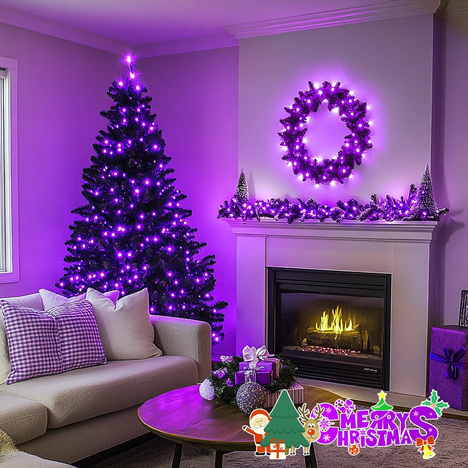 JMEXSUSS 200 LED 66ft Purple Christmas Lights, Connectable Purple String Lights Plug in, 8 Modes Outdoor Christmas Light for Tree Outside Indoor Patio Party Ceiling Room Xmas Decor