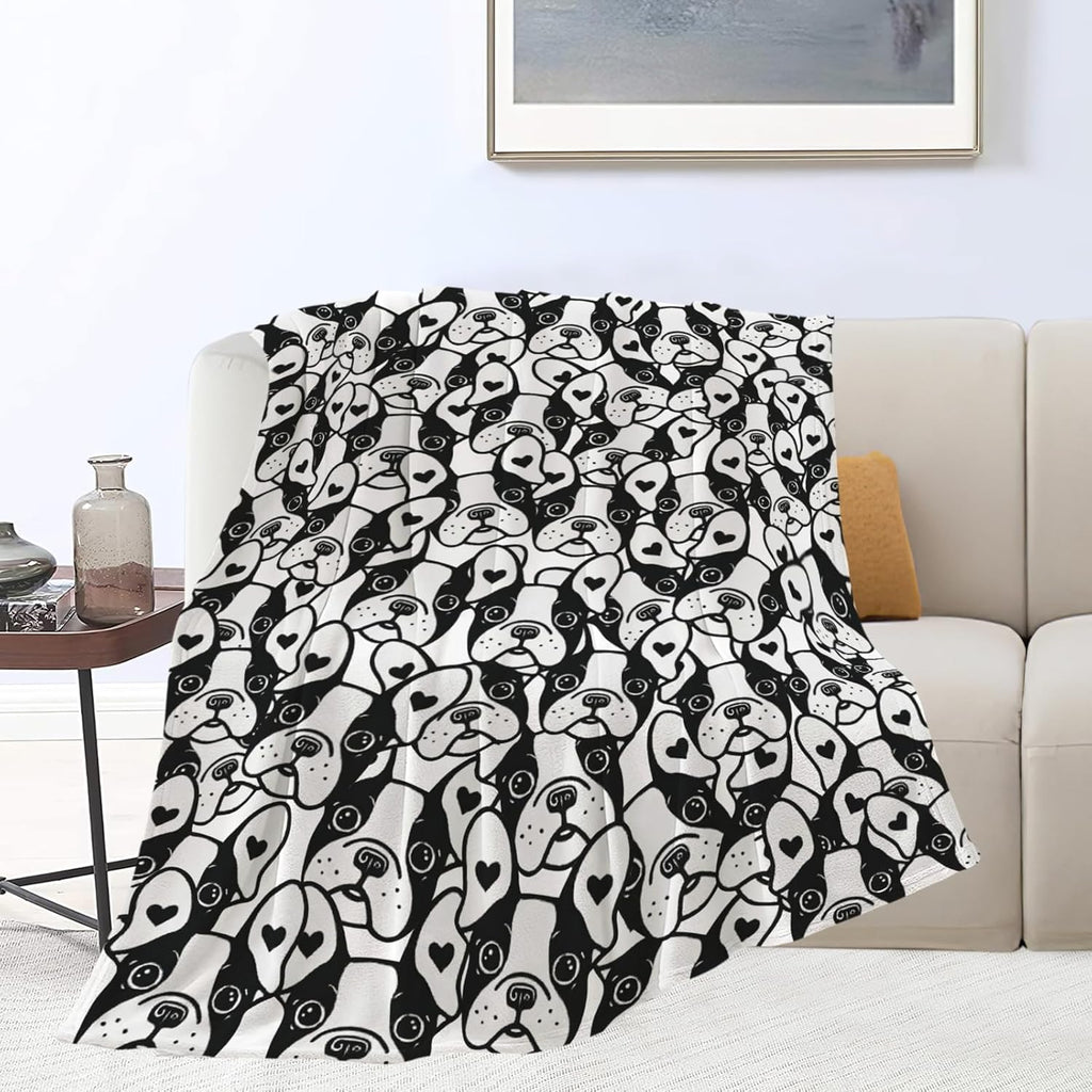 Boston Terrier Throw Blanket French Bulldog Frenchie Puppy Stuff Gifts for Dog Lover Kids Girls Boys Adults Women Men Soft Cozy Warm Plush Fluffy Fuzzy Fleece Blanket Decor 40''X50''