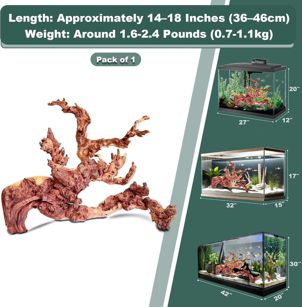 Natural Wood Driftwood for Aquarium Fish Tank Decor,Assorted Driftwood Trunk Branch for Reptile Tank Decor (COL-SHM Driftwood Large (14 to18 Inch)-Pack of 1)