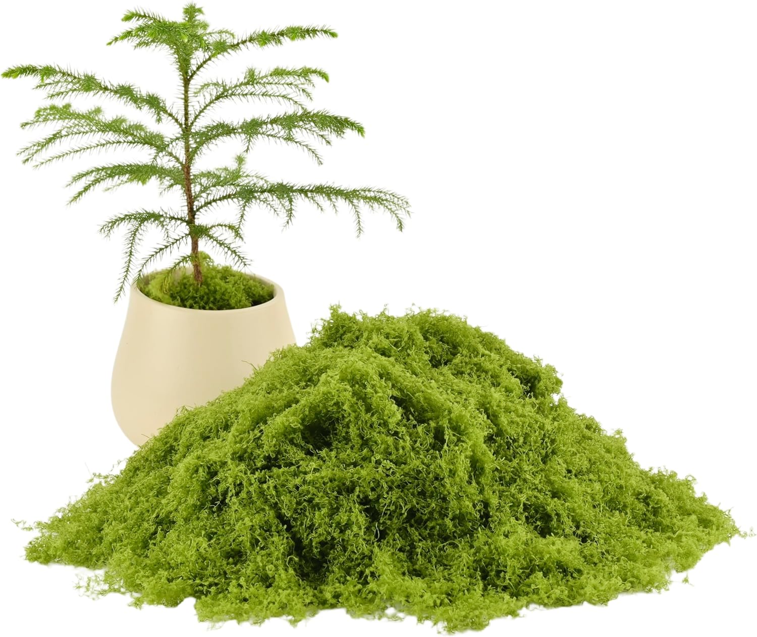 Caiyjhao Green Simulation Moss, Forest Filiform False Grass, Used to Make Landscape, Wall, Easter, Artificial Green Plant Decoration, Any DIY Crafts, (Light Green 3.5oz)