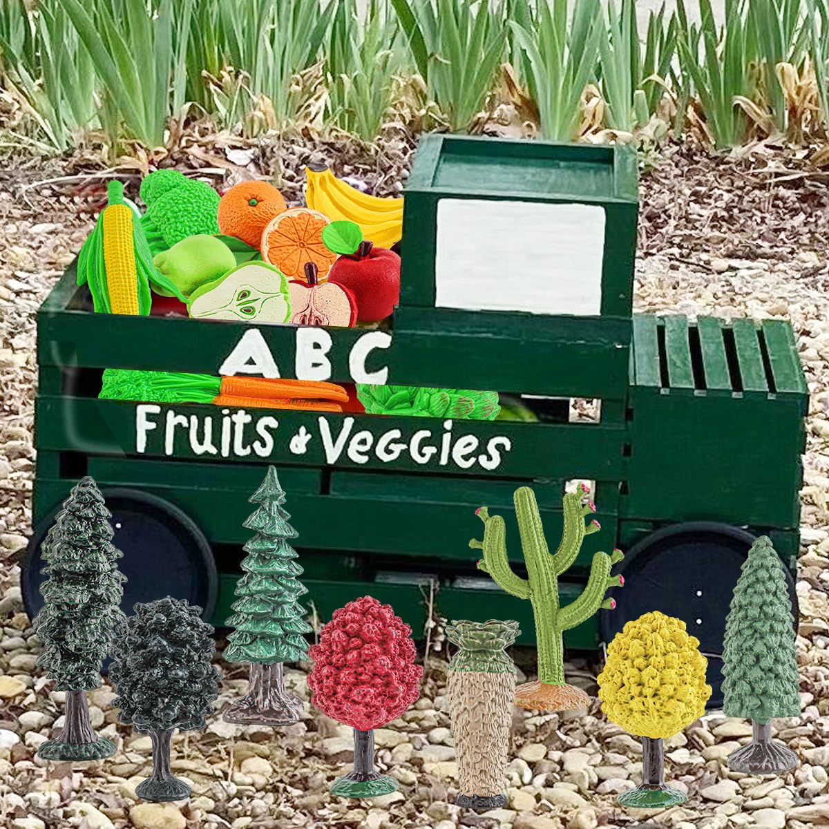 16PCS Artificial Fruit Vegetables Fake Fruits for Craft Realistic Plastic Trees Toys Stem Toys for Toddlers School Projects for Kids Sensory Bins Realistic Food Figurines