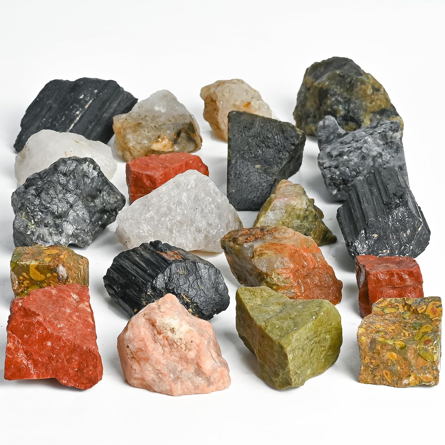Crocon 2LB Exclusive Assorted Rough Bulk Natural Stone Raw Gemstone Tumbling Cabbing Polishing Mining Chakra Balancing Reiki Healing Good Luck Gift Home Office Decor
