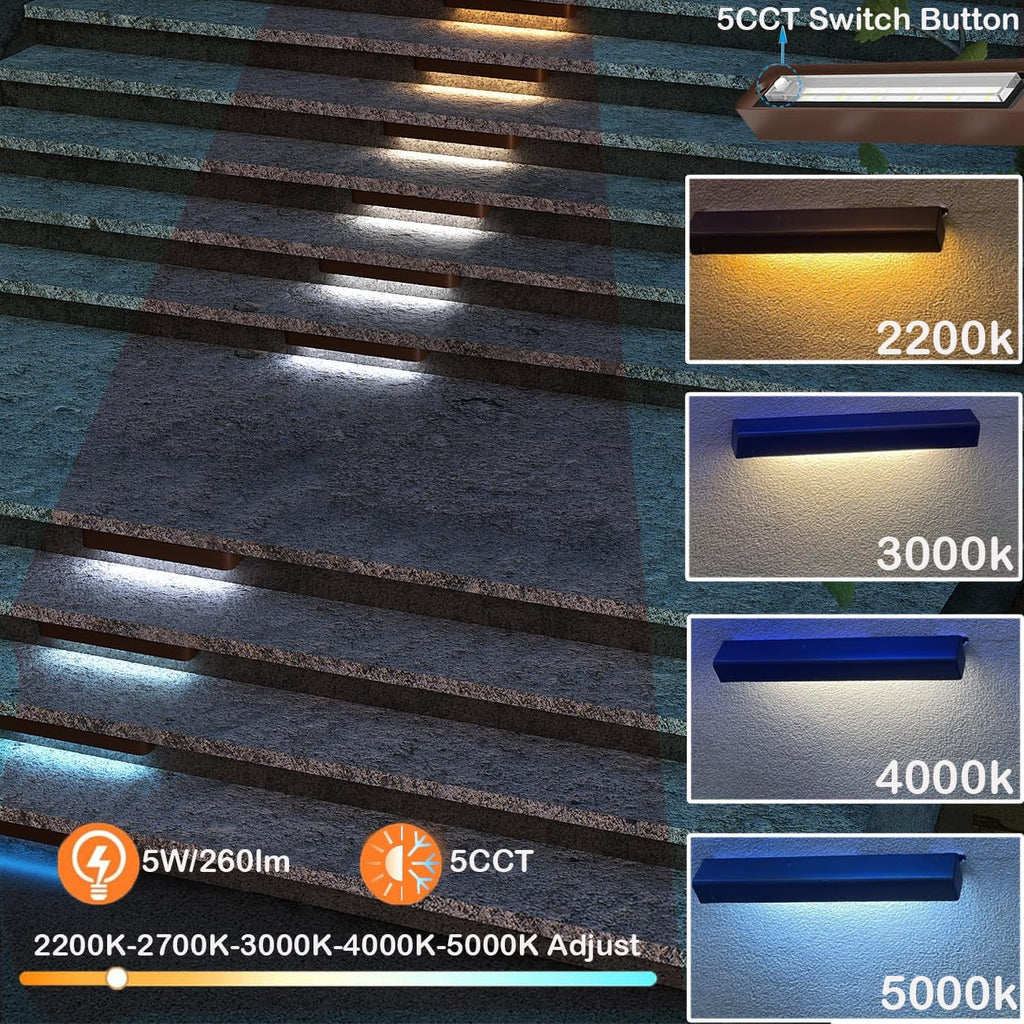 LED Retaining Wall Lights 8-Pack, 7 Inch 5W Hardscape Paver Lights, 5CCT 2200K-5000K, 270° Rotatable Low Voltage 12-24V Outdoor Step Lights, ETL Listed Landscape Lights for Deck Stairs Patio