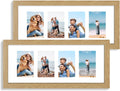 8x20 Picture Frame Set of 2, Natural Oak Wood Frame with Tempered Glass Collage Frame, Display Pictures Four 4x6 With Mat or 8 x 20 Without Mat - Horizontal or Vertical Wall Mounting