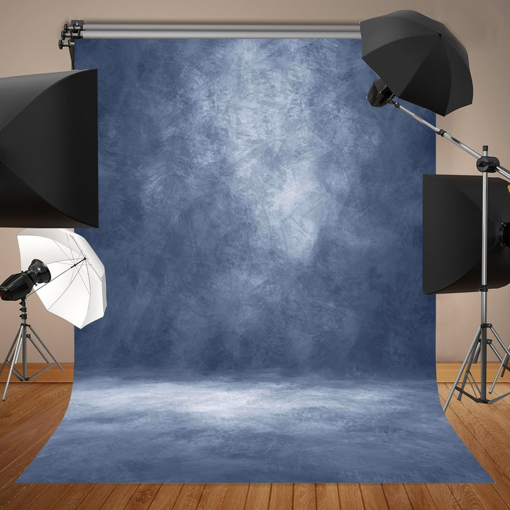 Abstract Professional Photography Backdrop for Portrait Photo Props Booth Background Photoshoot Studio with Polyester Fabric Roller Pocket on Top (6x8ft,Blue,No Stand)