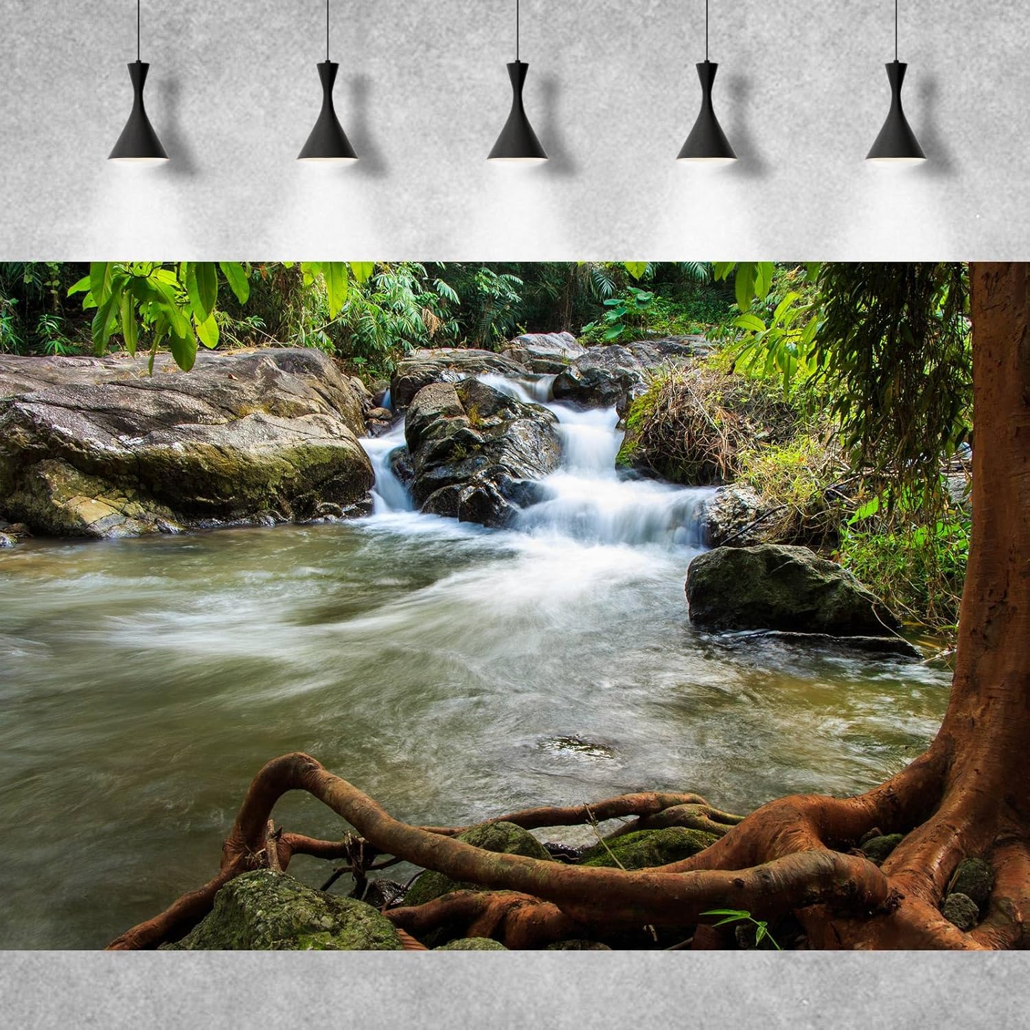 Waterfall Aquarium Background Natural Jungle Rainforest Landscape Terrarium Background Jungle Style Stream Fish Tank Background Waterfall Rainforest Reptile Habitat Background Poster Vinyl 36x24in