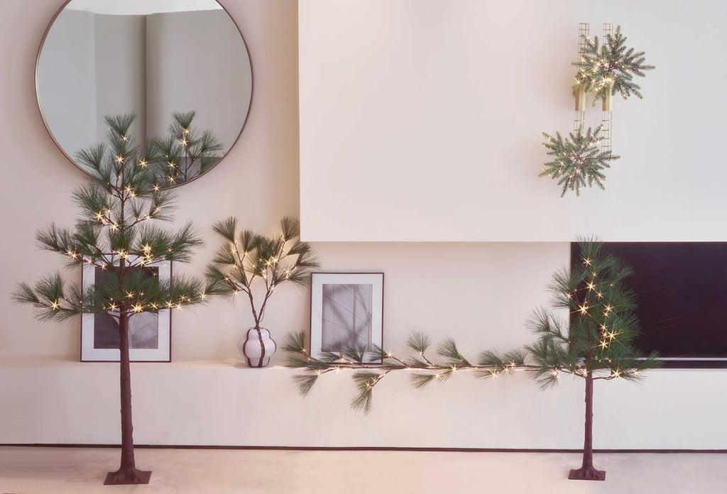 Hairui Lighted Christmas Pine Tree with Lights 6FT 72 Warm White LED Lights, Tree with Lights for Room Thanksgiving Christmas Holiday Decoration Indoor Outdoor