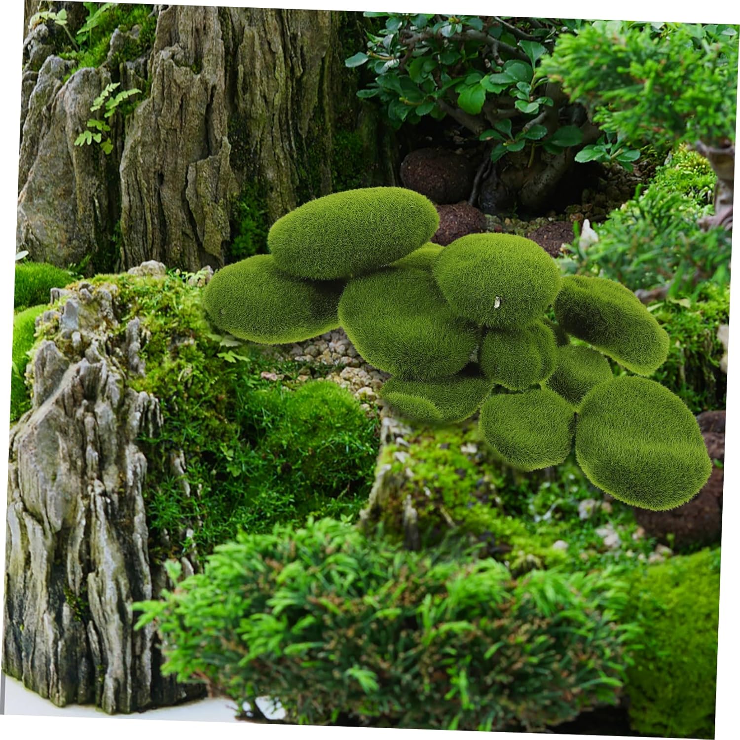 CORHAD 20pcs Realistic Artificial Mossy Stones Green Moss Rocks Rocks for Terrarium Moss Wall Decorative Balls DIY Micro Landscape
