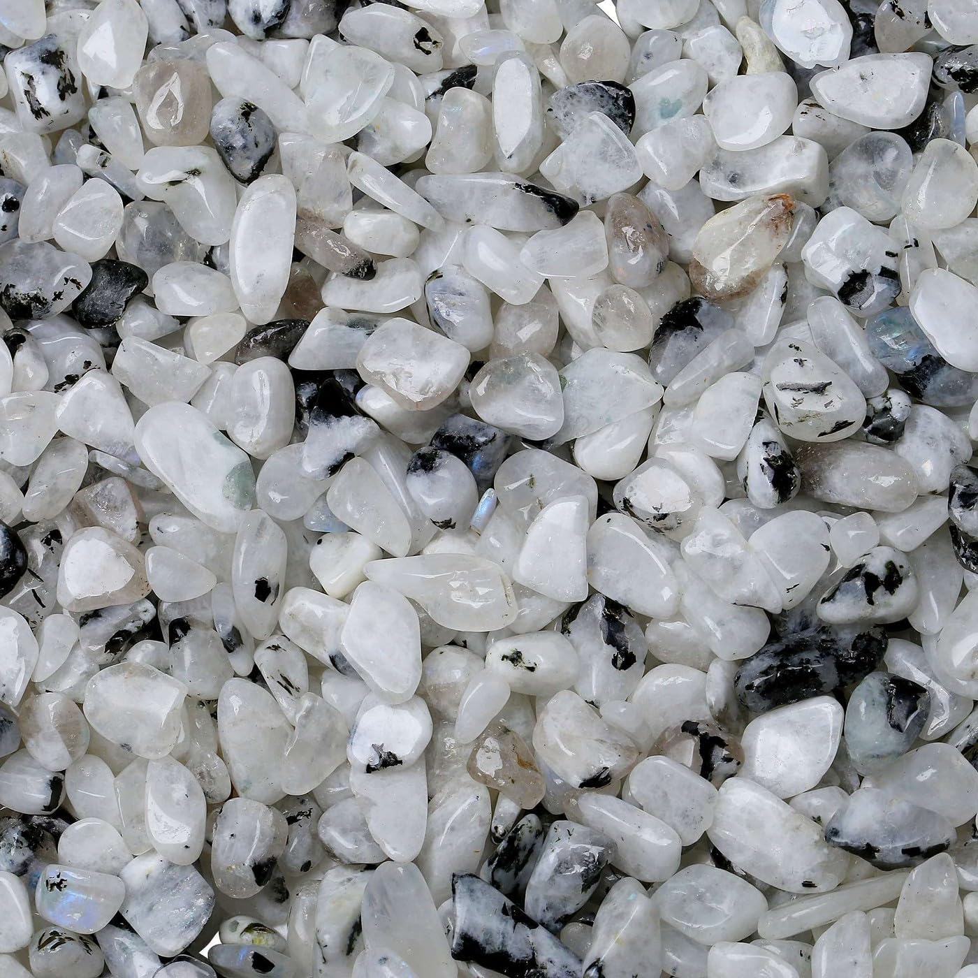LAIDANLA White Labradorite 1lb Crystal Polished Tumbled Stones Irregular Shaped Crystal Chips Bulk Natural Gemstone Aquarium Gravel Rocks Vase Filler Fish Tank Gravel Home Decoration