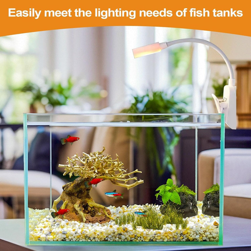 LED Aquarium Lamp - Adjustable Grow Light, Clip On Fixture, Mini Tank Illumination, Brightness Control Accessory | 3 Mode Lighting System, Perfect for Fish Habitat Decoration Bedroom Office Home