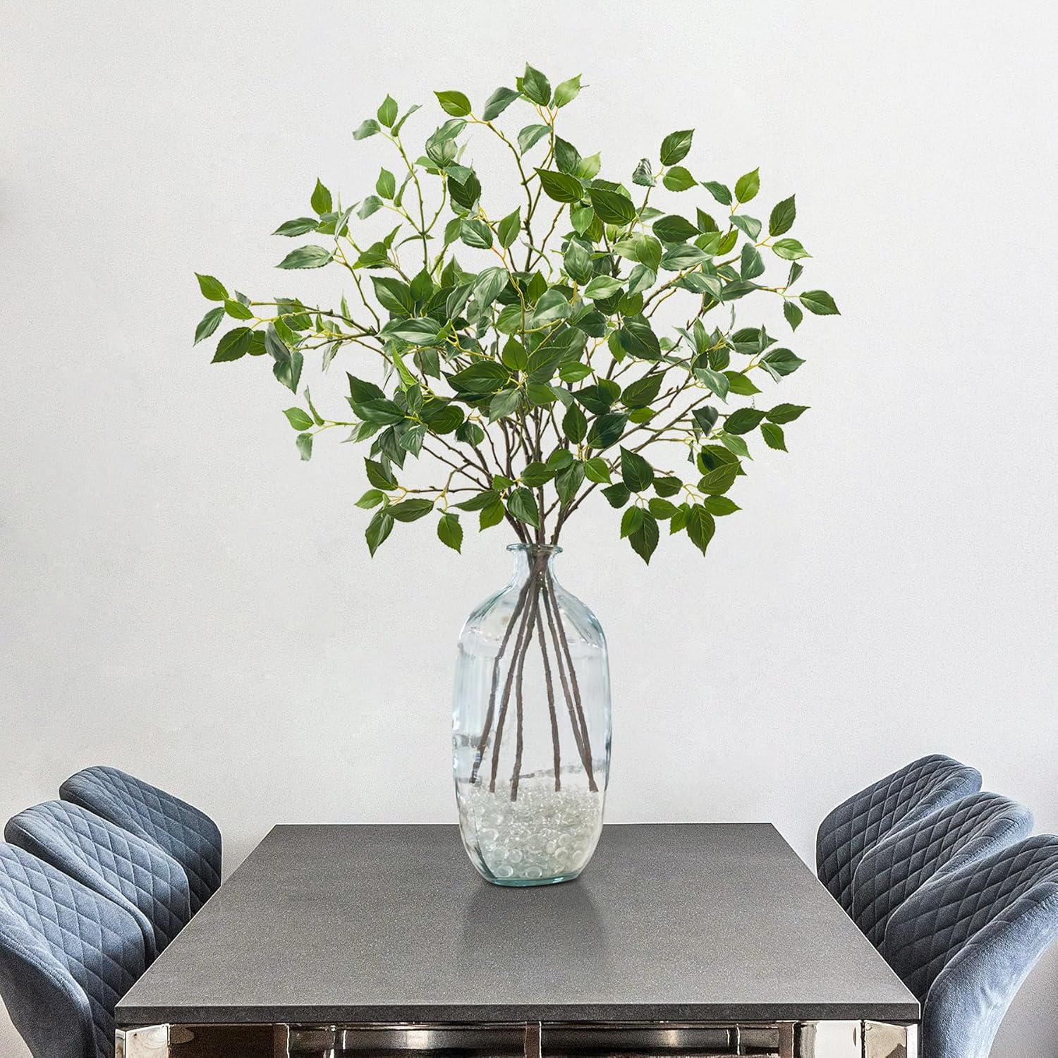 Eucalyptus Stems 32" Fake Plants Greenery for Vase Artificial Plants Indoor Bay Leaves Bathroom Decor Fake Leaves Greenery Stems Dining Room Decor Nordic (6PCS)
