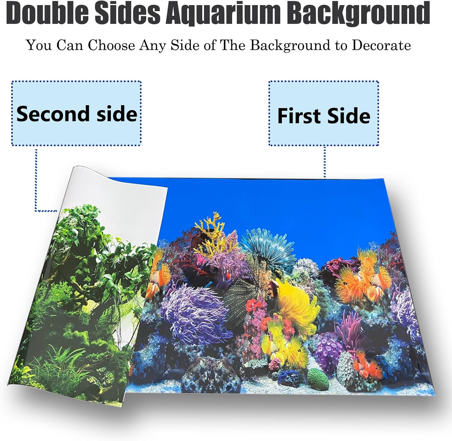 Fish Tank Background Sea Anemone Coral Theme Aquarium Background Poster Fish Backdrop for Aquarium Wallpaper Double-Sided Fish Tank Sticker Paper