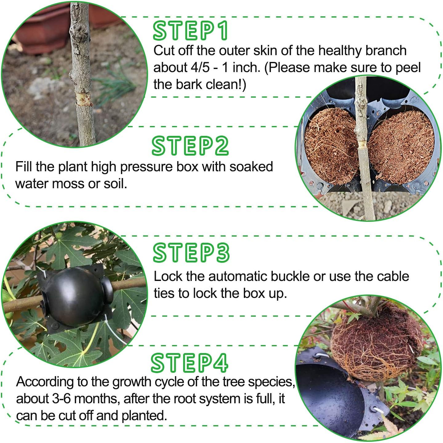 20 Pack Tree Root Growing Box, Rooting Ball Grafting Tools, Reusable High Pressure Tree Rooter Air Layering Propagation Kit Propagator Pot Rooting Device for Trees Flowers