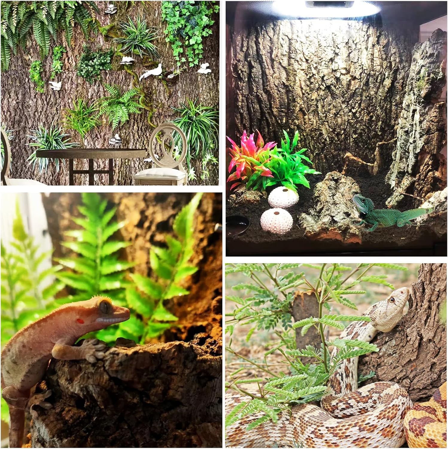 STARVAST 4PCS Cork Terrarium Background 15.7x11.8in Reptile Tank Background Board Habitat Decoration, Natural Cork Large Bark Climbing Mat for Gecko Lizard Tortoise Chameleon